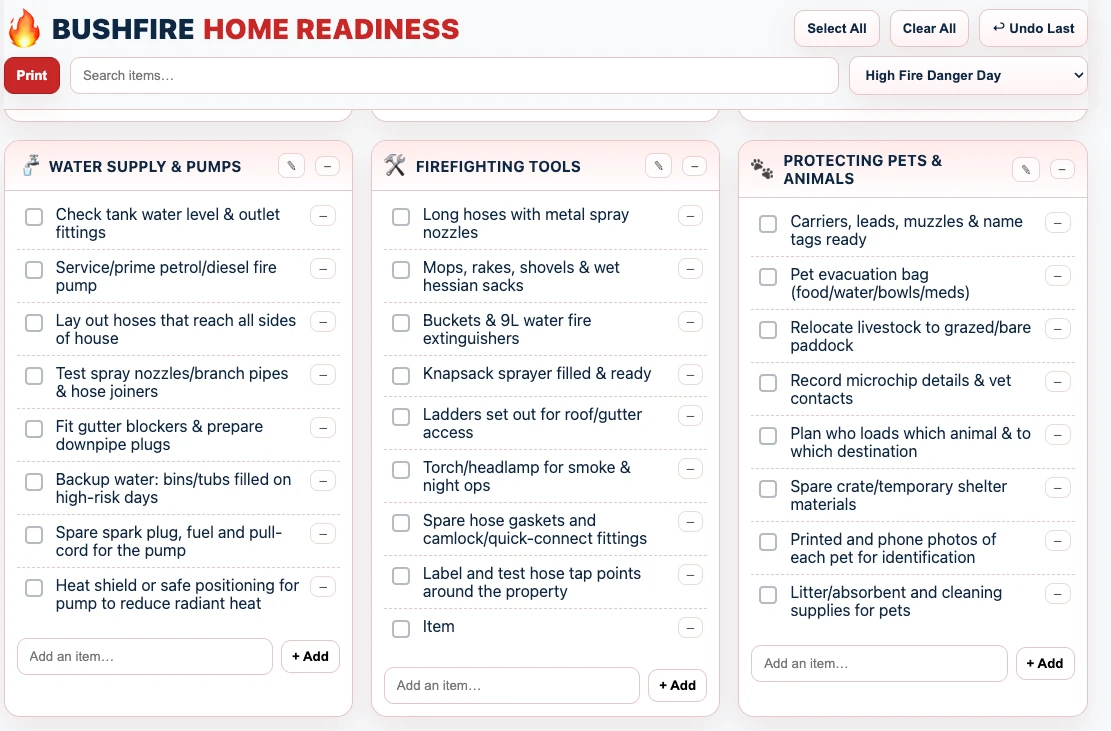 Mobile preview of the checklist progress screen